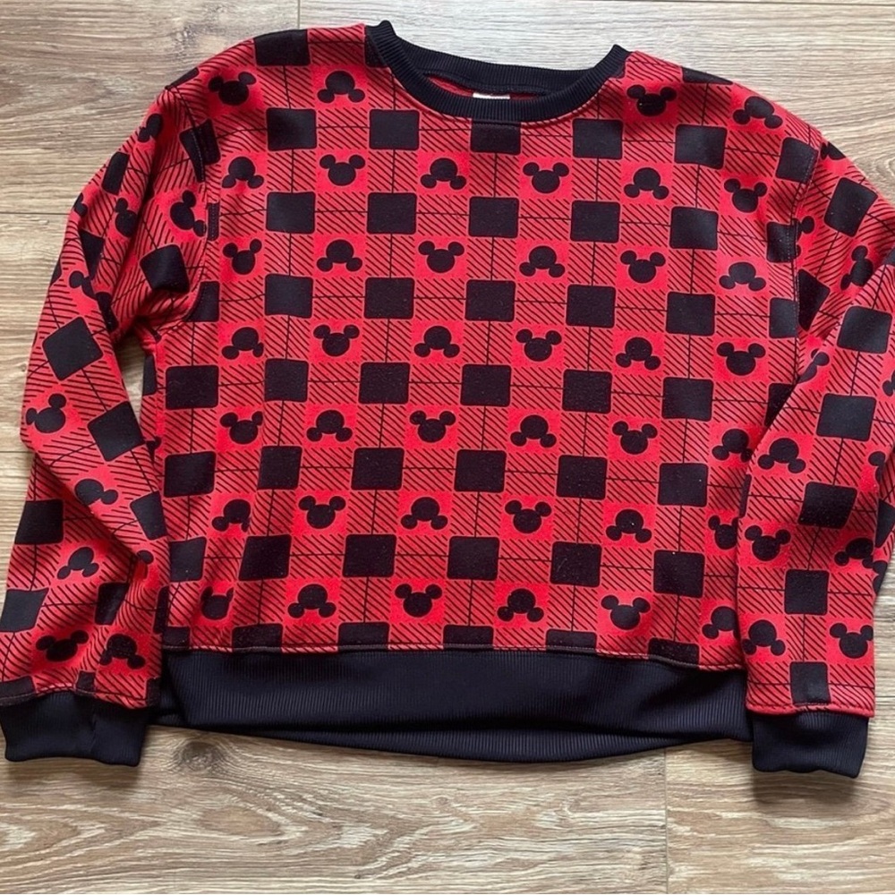 Disney Red and Black Crewneck Sweater with Bold Pattern